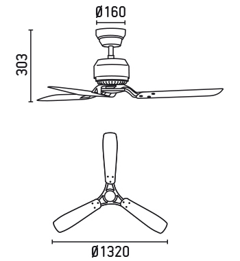 Stropní ventilátor bez světla